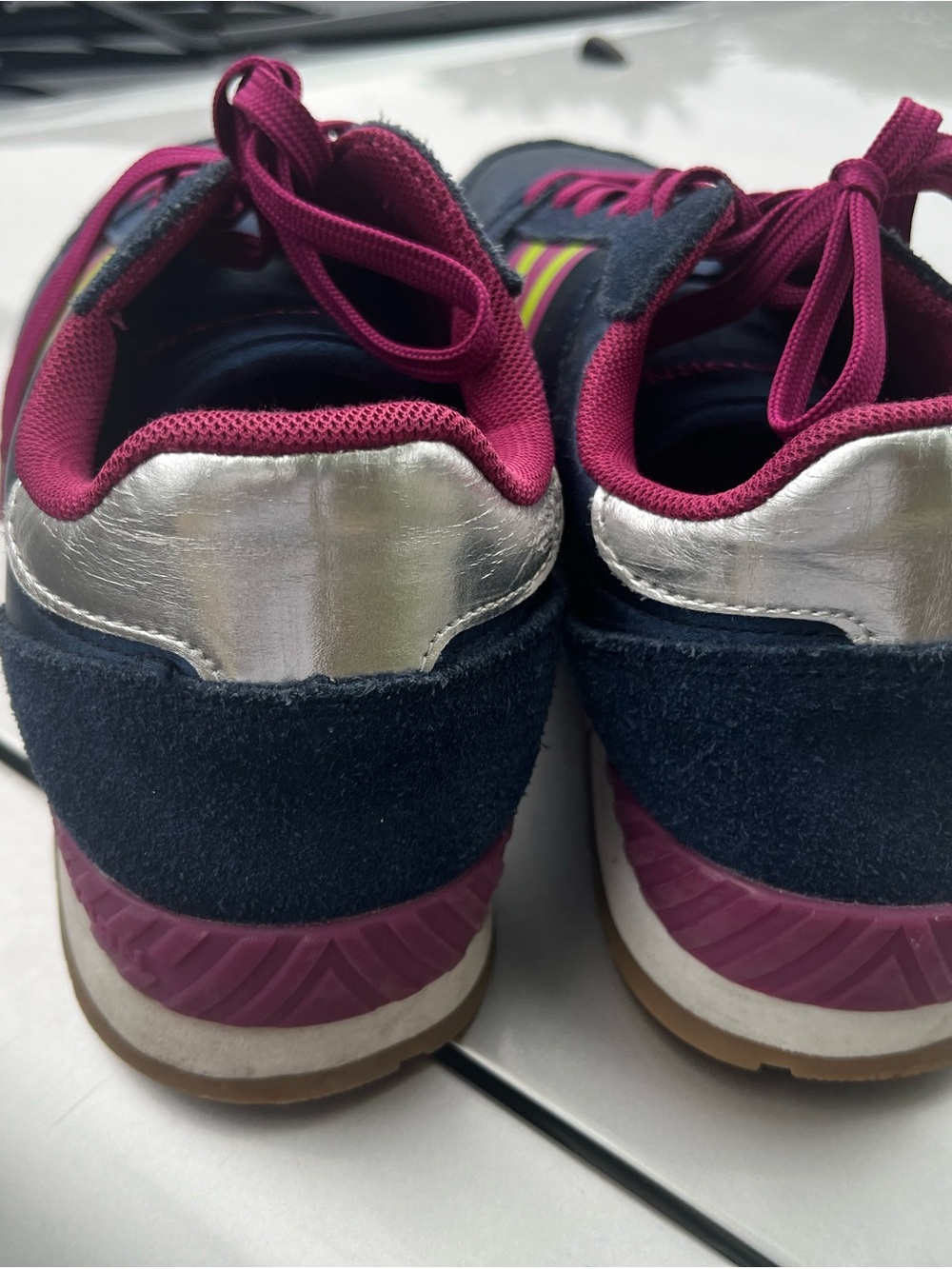 Tretorn Navy and Magenta Athletic Sneakers with Silver Heel